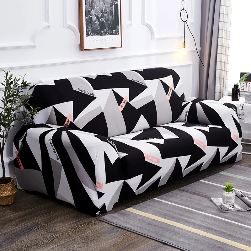 Black White Grey 1/2/3/4 Seater Sofa Cover Tight Wrap All-inclusive Sectional Elastic Seat Sofa Covers Couch Covering Slipcovers