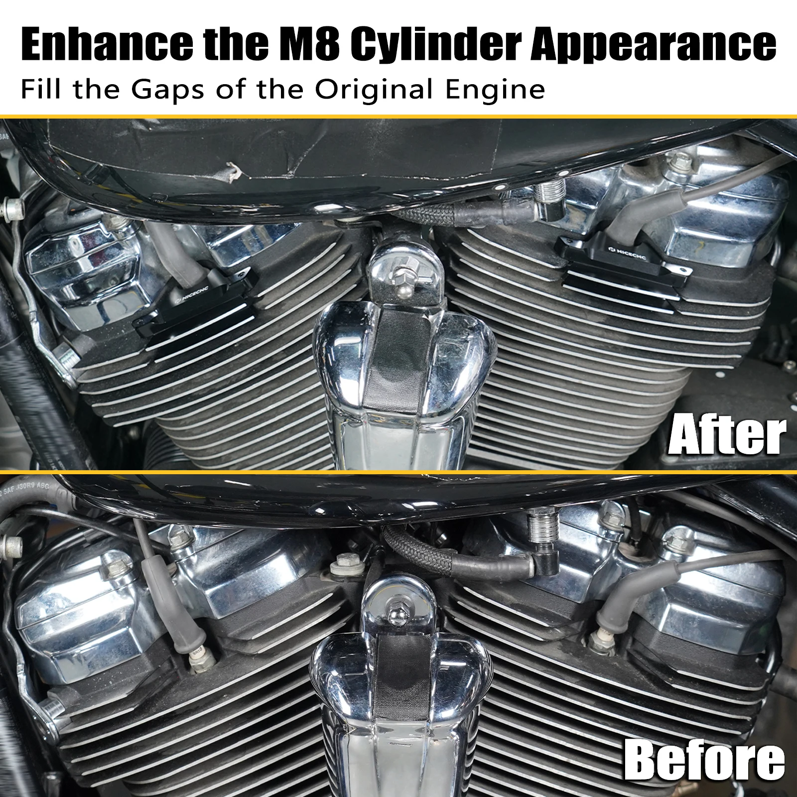 For M8 Engine Finned Spark Plug Covers for Harley Road King/Special Street Glide FLHX FLHXS Road Glide FLTRX FLTRXS FLHTK FLHTKL