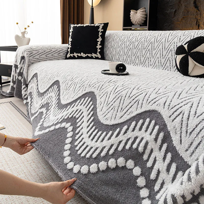 Autumn and Winter Thick Velvet Sofa Towel Full-Cover Antiskid Anti Cat Scratch Sofa Cover Soft Easy-Care Armchair Protector