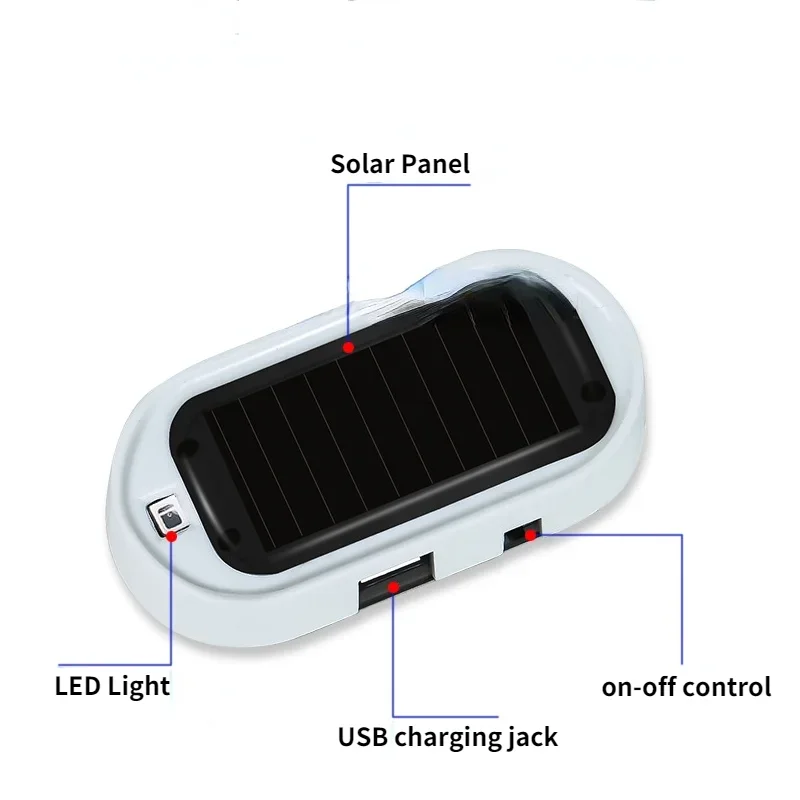 Solar & USB Power Car Alarm Wireless Warning Security Light Simulated Dummy Anti-Theft Caution Lamp LED Flashing