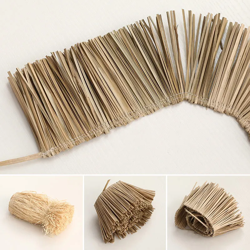 Natural Raffia Straw Tassels Trims Jute Lafite Grass Garland Ornaments For Home Background Wall Decoration Wedding Party Wreath