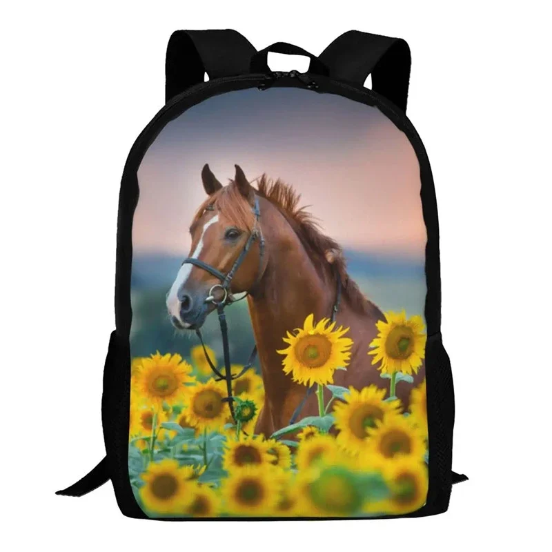 Cute Horse 3D Print School Backpack for Teenagers Boys Girls Kids Bookbag Children Middle Student School Bag 16 Inches