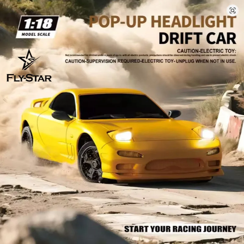

1:18 Scale Four-Wheel Drive Flip Light Drift RC Car 2.4G Remote Control High-Speed Competitive Racing Toy for Men