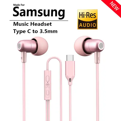 Type C 3.5mm In Ear Music Wired Earphones For Samsung Galaxy S25 S24 S23 S22 Xiaomi iPhone 15 16 Huawei With Mic Sleep Headphone