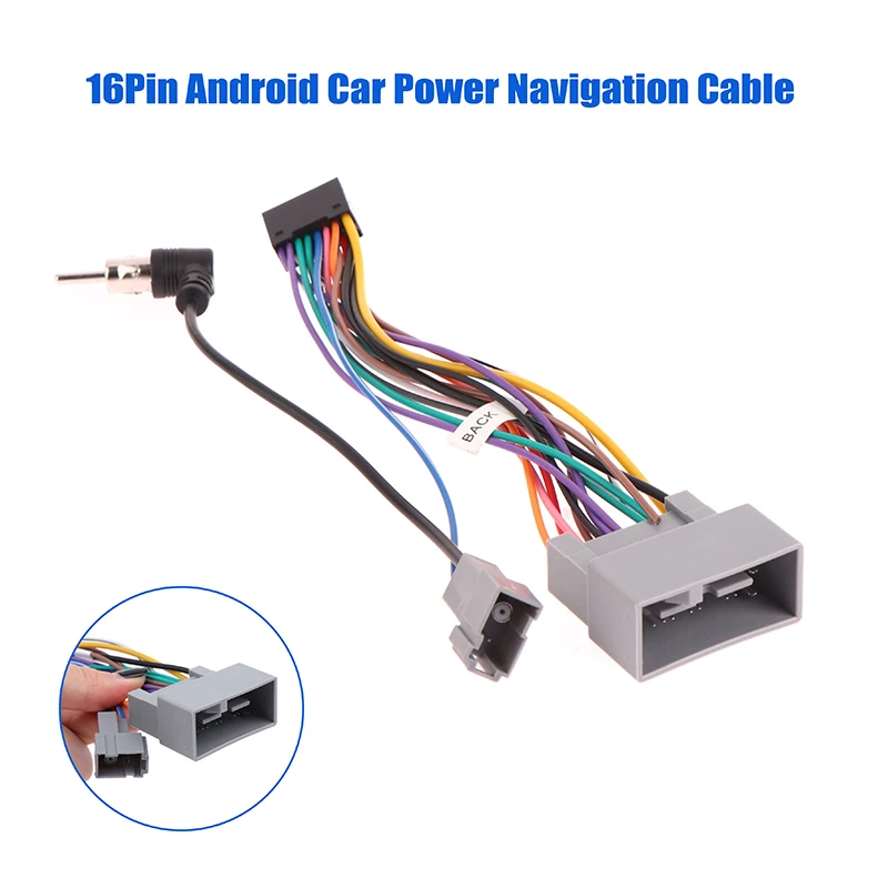 Cabo de navegação de energia para carro android, adaptador de linha modificada de 16 pinos para honda fit city crv/hrv jazz, acessórios de linha