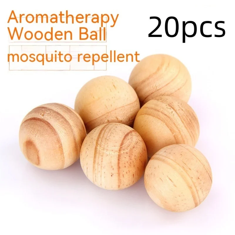 20 Pcs Natural Camphor Wood Balls, Aromatherapy Moth Repellent Wooden Balls, Mosquito & Insect Repellent, Moisture Absorber for