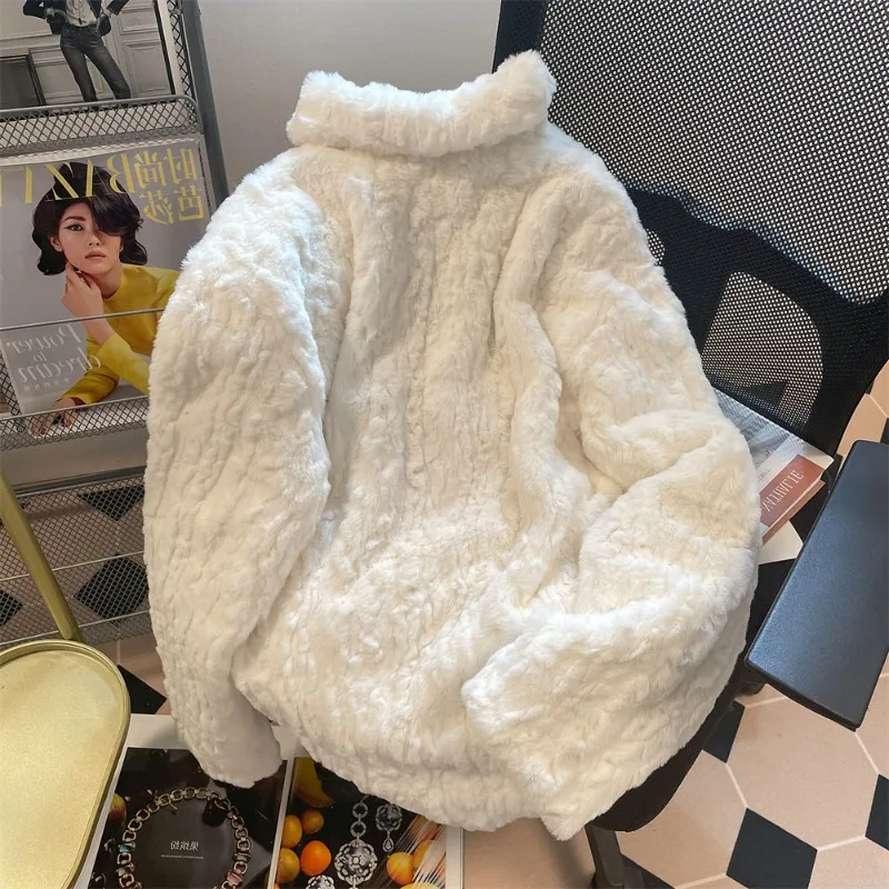 Autumn Winter Lambswool Coat Women 2025 American New Thicked Warm Loose Tops Y2k Harajuku Vintage All-match Fleece Jackets