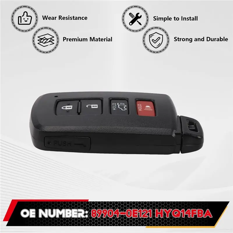 Unusual 4 Button Smart Remote Key Fob 89904-0E121 HYQ14FBA For Toyota Highlander 2017-2020 Sequoia 2018-2022 312/314Mhz