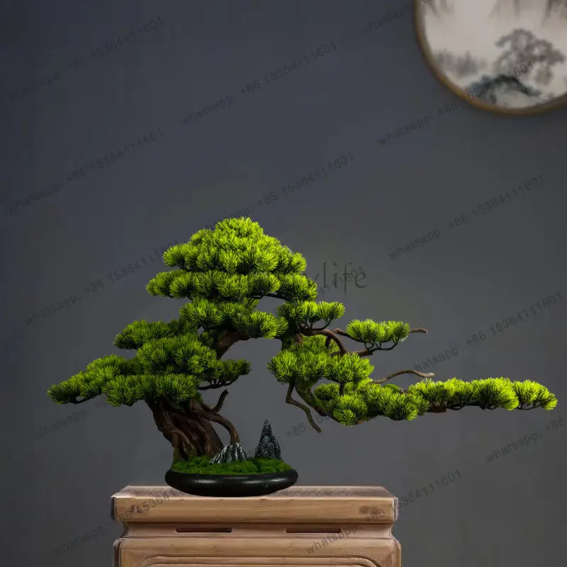 New Chinese-style living room ornament simulation welcome pine decorative potted plant