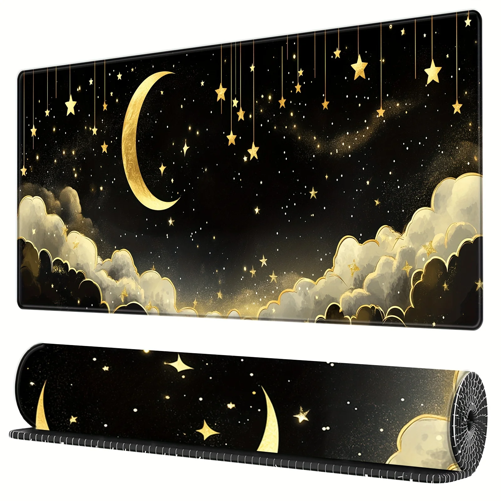 

Mouse Pad Retro Moon Cloud Star Table Mat XXL Large Computer Keyboard Anti-Slip Mouse Mat Stitched Edges for Gaming Office Home