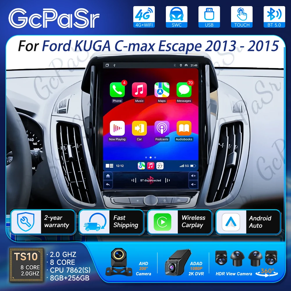 Android 16 Für Ford KUGA C-max Escape 2013 - 2015 Haupteinheit Navigation Auto GPS Autoradio Stereo Auto-Multimedia-Player Ohne 5G