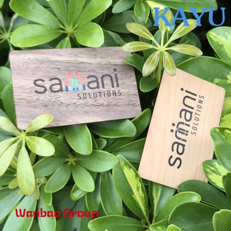 Custom  RFID IC wooden key card 13.56 mhz f08 chip visit card bamboo nfc tap cherry wood chips ID magnetic wooden business card