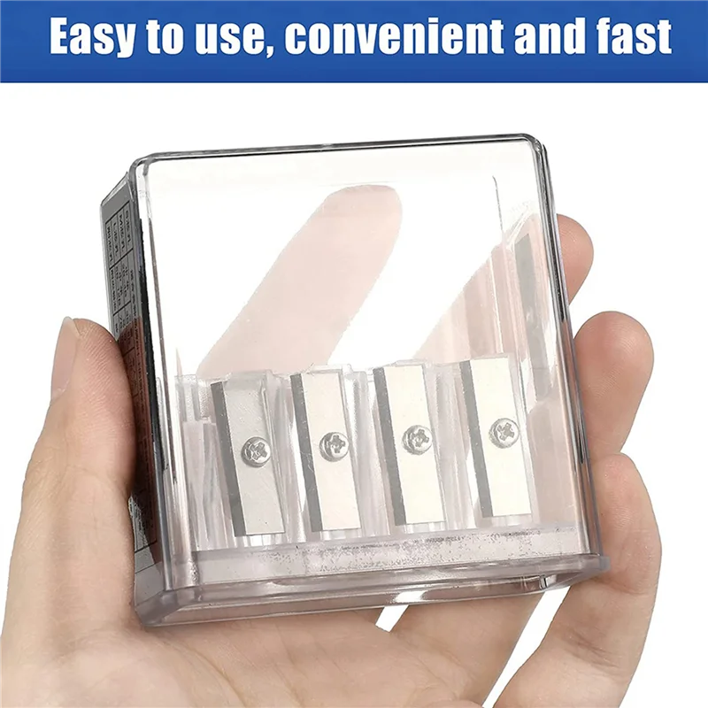 EDT-4Pcs ช่างไม้ดินสอ Sharpener ยาว Point Manual ดินสอ Sharpener พร้อมฝาปิดพลาสติก 4 หลุมมือถือดินสอ Sharpener