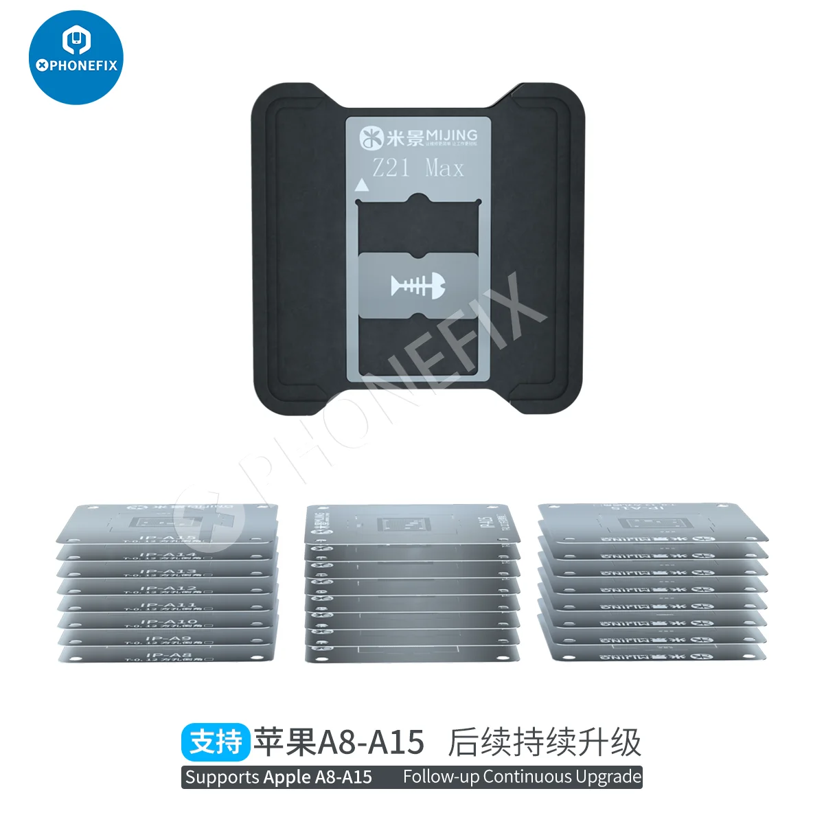 Mijing แผ่น Z21 MAX CPU สำหรับ iPhone 6-15promax Huawei Qualcomm Snapdragon Hisilicon BGA CPU reballing Stencils