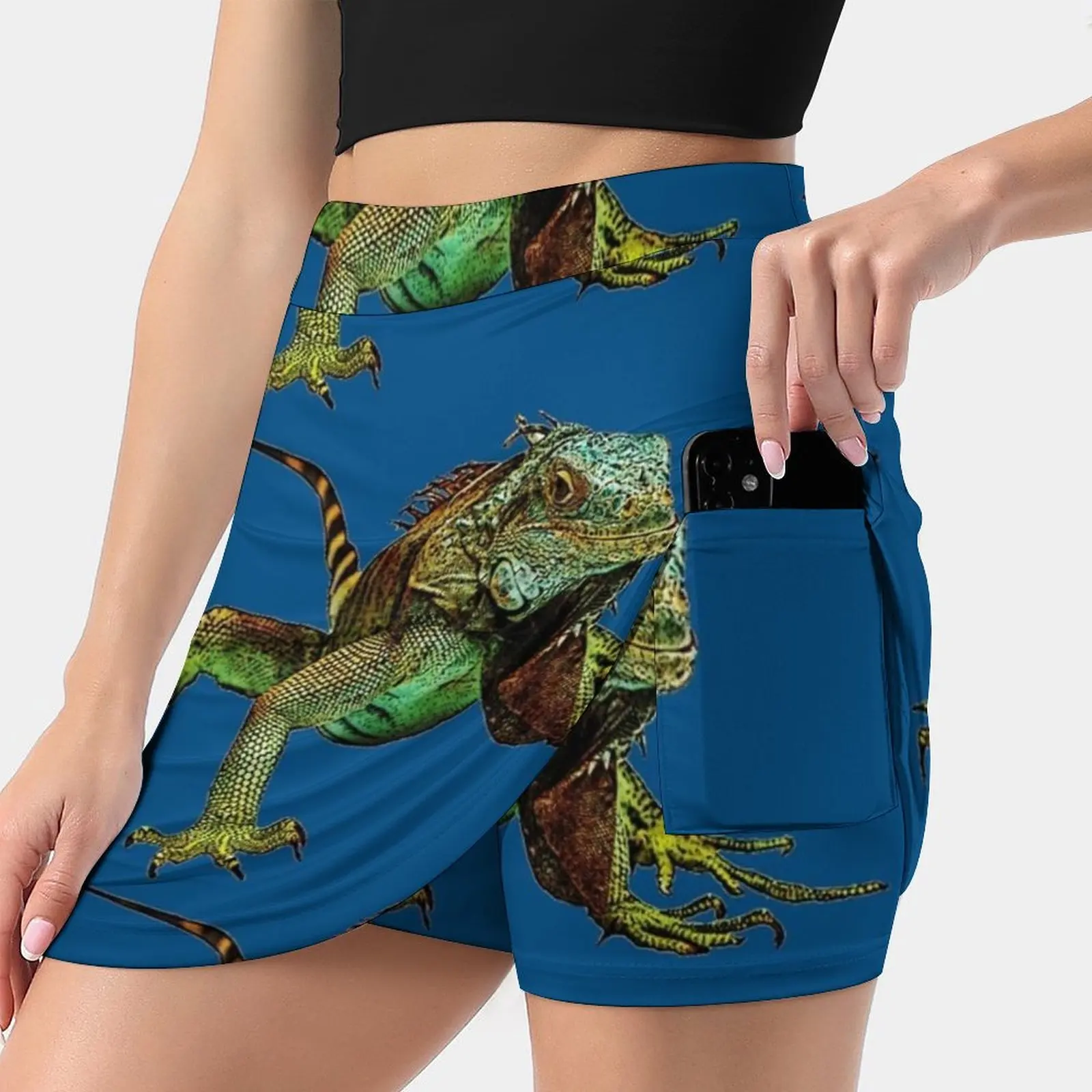 Blue Graphic Iguana gonna da donna Sport Skort gonna con tasca moda gonna stile coreano 4Xl gonne Iguana Lizard Iguanas