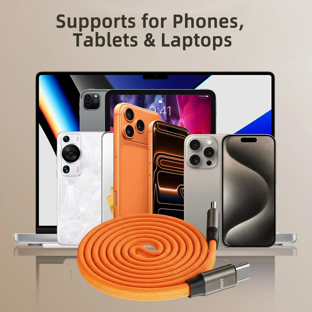 1.5M 240W Super Fast Charging USB Type C Cable L Angled Connector Foldable Phone Stand Nylon Braided Cord 480Mbps Data Line For Gaming Streaming iPhone15 Macbook Samsung Tablet