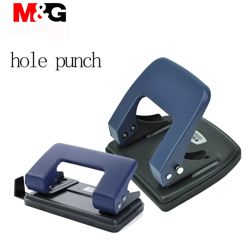 M&G 이중 구멍 펀치, 휴대용, 10/20/30 페이지 바인딩용, 구멍 간격 8mm(자), 탈착식 베이스, 학생에게 적합