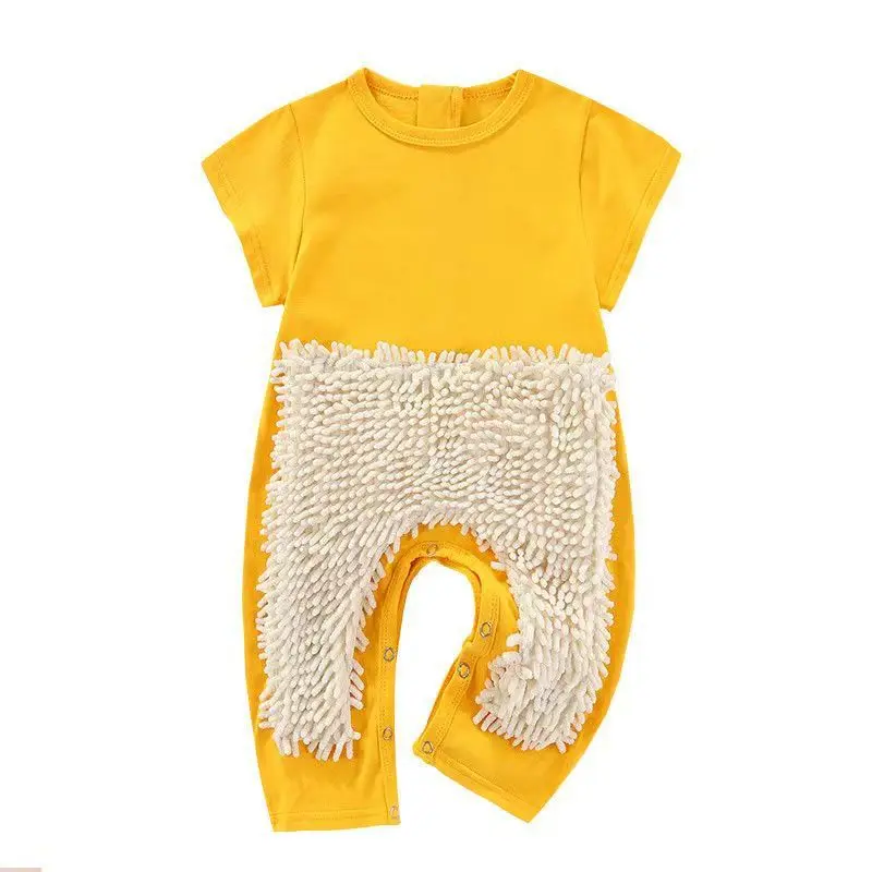 

Infant Short-Sleeved One-Piece Crawling Suit Baby Floor-Cleaning Crawling Suit for Wiping Floors and Preventing Dirt