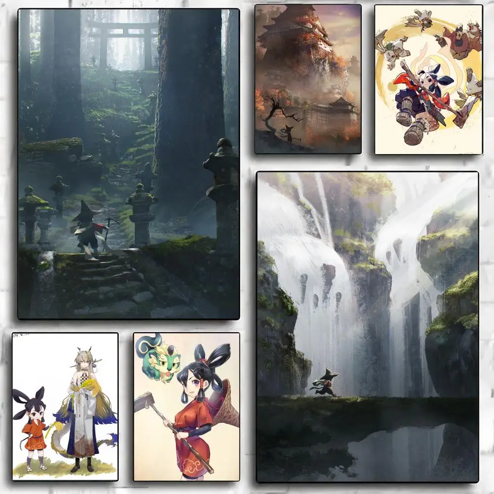 anime S-Sakuna Of Rice and Ruin-N Painting Calligraphy Nature Inspired Artwork for Living Room  Home Decoration