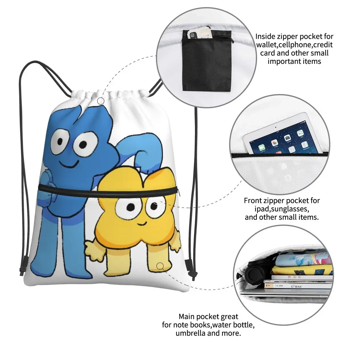 Vier und x bfdi tragbare Rucksäcke Kordel zug Tasche Multifunktions-Kordel zug Bündel Tasche Kleinigkeiten Taschen für Schüler