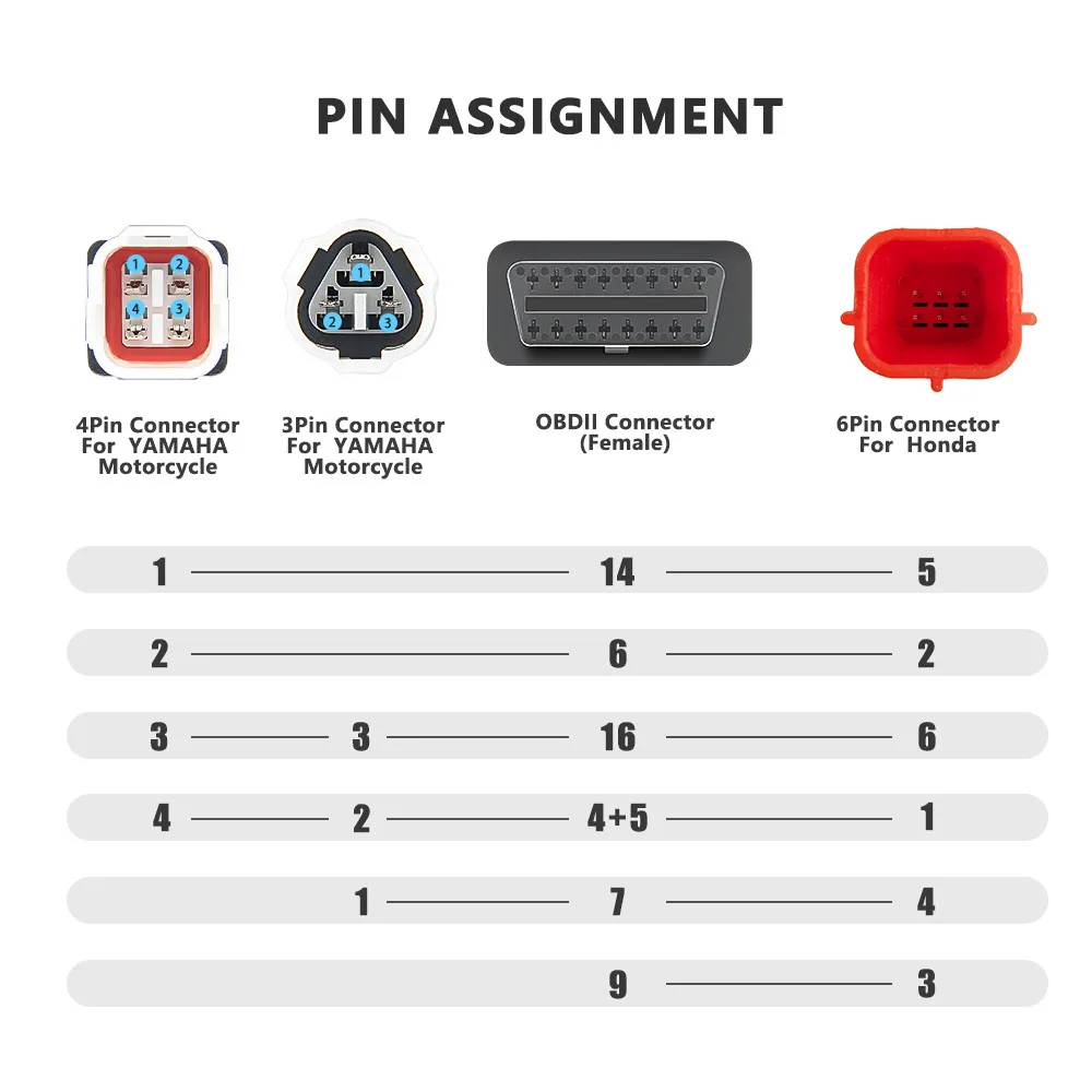3 IN 1 Motorcycle Diagnostic Connector Cable For Yamaha 3pin 4pin for honda 6pin OBD2 Cable Adapter OBD 2 Motor Extension cable