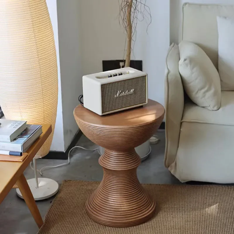 Nordic Round Coffee Table Imitation Wood Grain Edge Modern Simple Log Color Retro Art Living Room Sofa Side Table