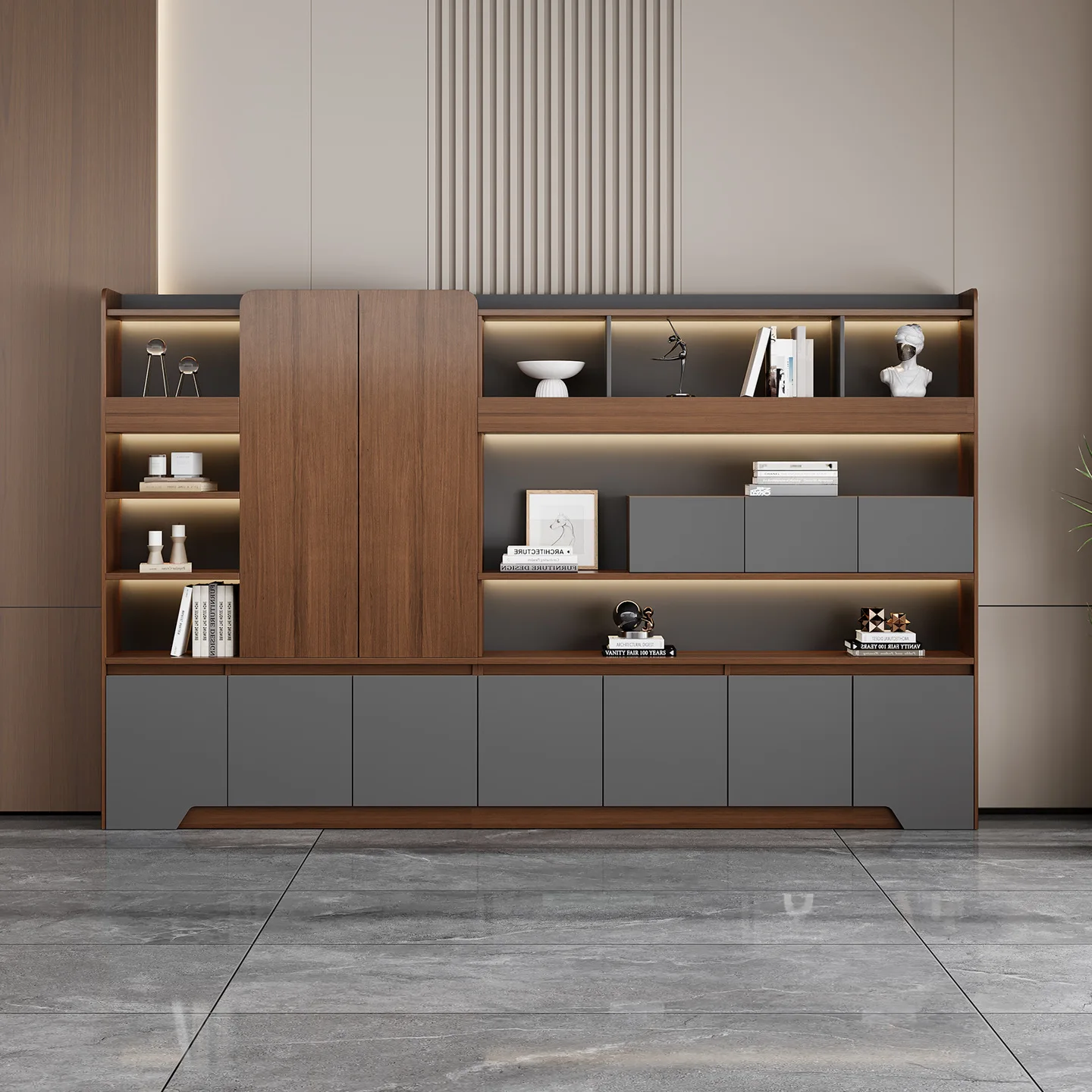 filing cabinet, storage cabinet, boss table, background cabinet, light strip bookcase.