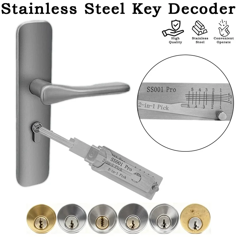 SS001Pro SS002Pro Decoder Portable Key 2-in-1 Stainles Steel Key SS001Pro Locksmith Tools Key SS002Pro Straight Slot Key Decoder