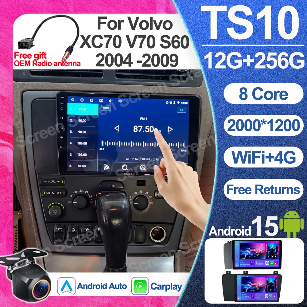 Radio Multimedia para Auto de 2 Din y 9 Pulgadas para Volvo Xc70 V70 S60 2004 2005 2006 2007 2008 2009, Reproductor de Video, Bluetooth, Mirror Link, RDS, 5G