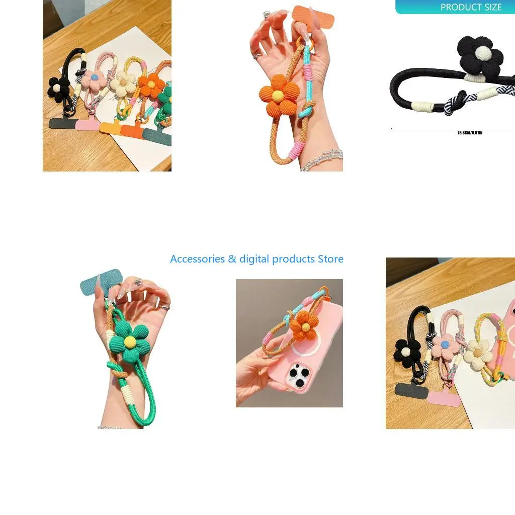77JD Fashionable Anti Slip Phone Strap Lanyard Featuring Floral Pattern for Easy Use in Commuting and Activity