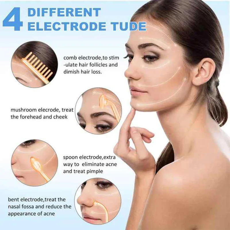 Electrode Tube Beauty Machine Ozone High Frequency Wand For Facial Hair Eye Massage High Frequency Facial Wand Care Tool