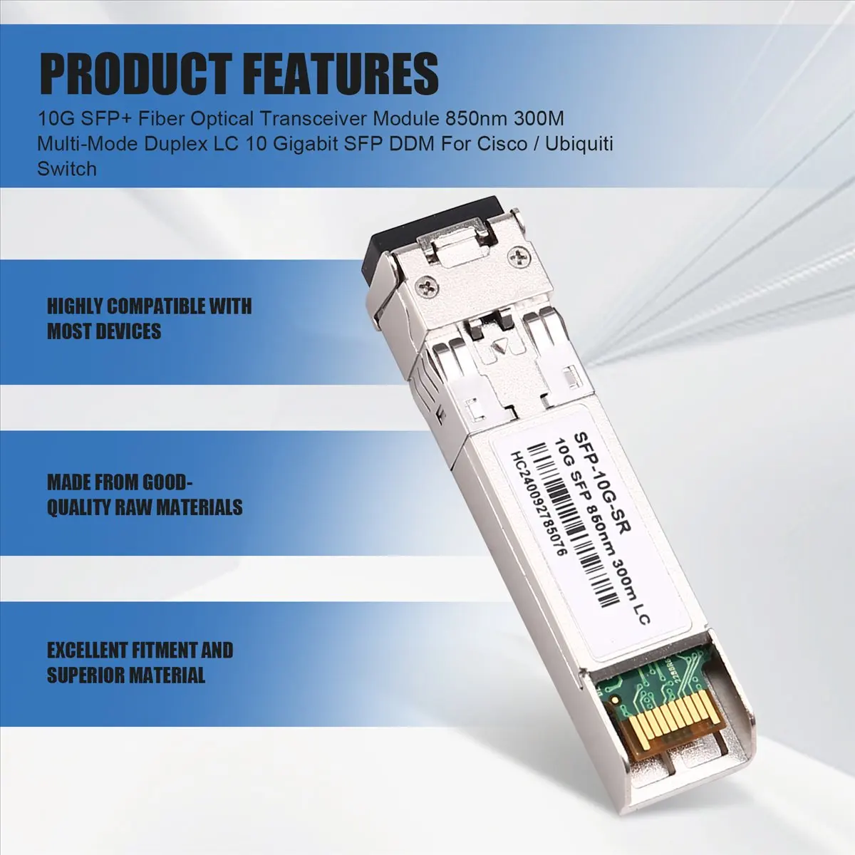 popop 10G SFP+ Fiber Optical Transceiver Module 850nm 300M Multi-Mode Duplex LC 10 Gigabit SFP DDM for Cisco Switch