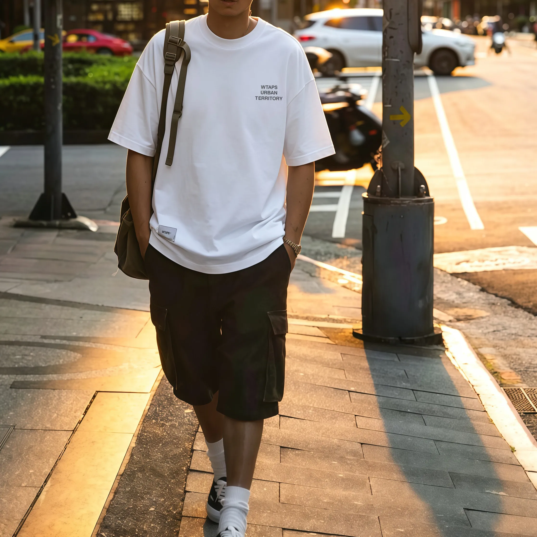 WTAPS Urban Territory Slogan Cotton T-Shirt Back Large Print White Unisex Crew Neck Short Sleeve Men's T-shirts Breathable