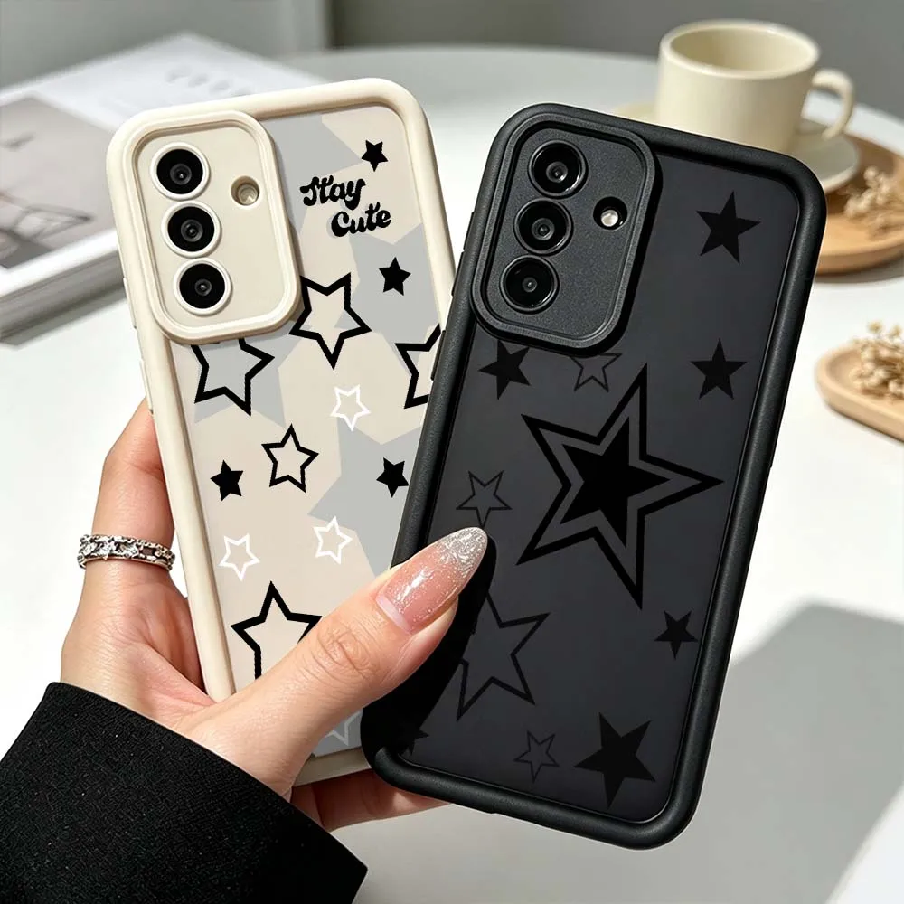 Cute Black Stars For Samsung Galaxy A73 A57 A56 A55 A54 A53 A52s A37 A36 A35 A33 A17 A16 A07 A06 A05 Phone Case