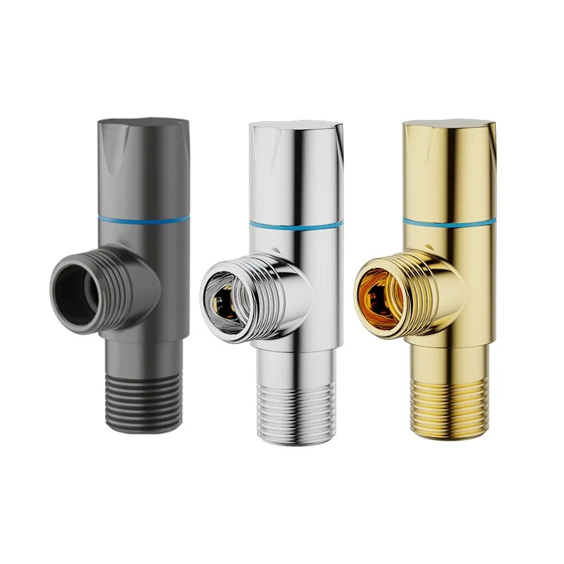 Refined copper thickened angle valve ceramic spool lengthened handwheel 4-point household all-copper triangle valve