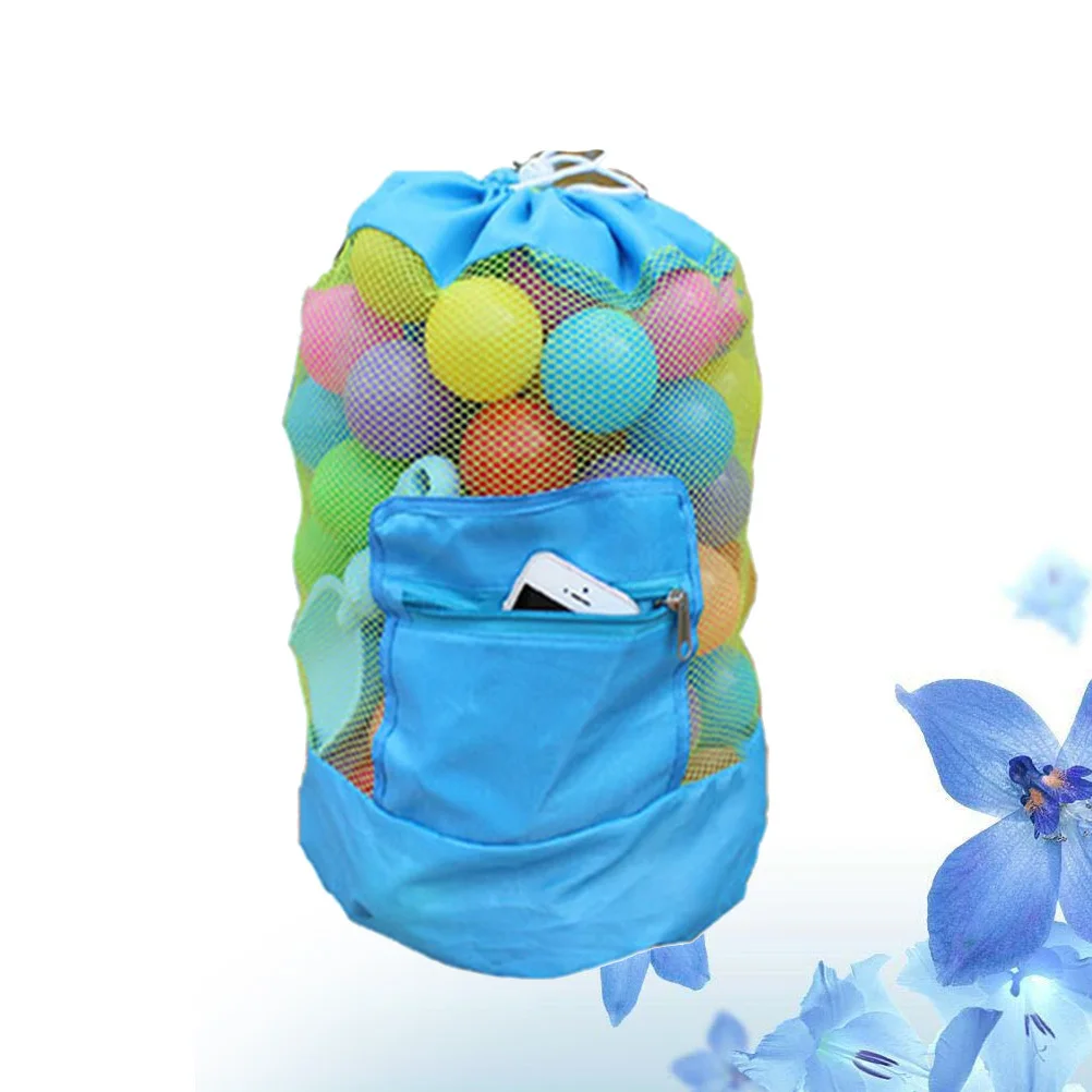 

Mesh Backpack Beach Bag Container Heavy Duty Handles Sand Proof Water Drainage Foldable Storage for Kids Swim Gear Shells Snacks