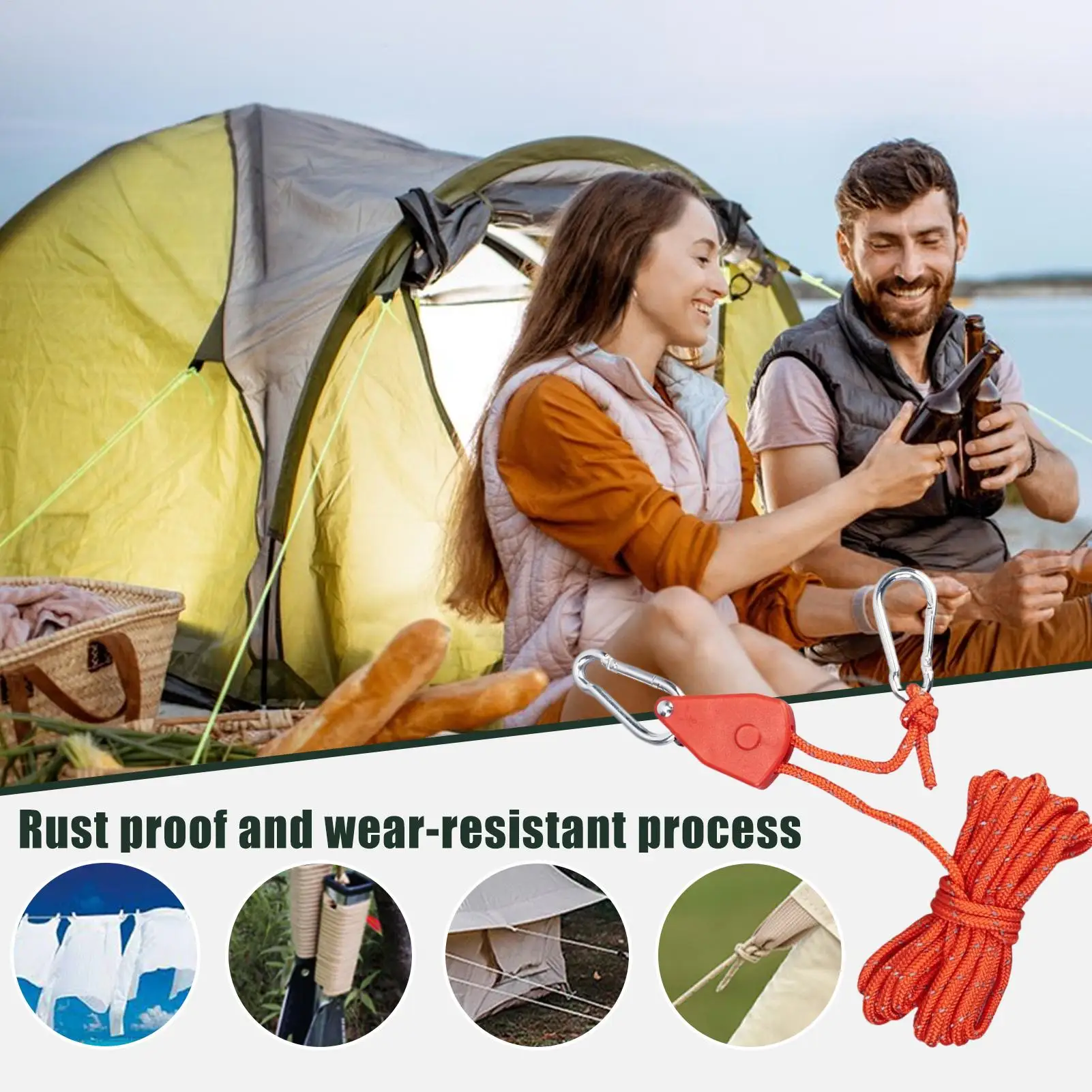 1pc Heavy-Duty Ratcheting Rope Tie Downs Adjustable Lock Ratchet for Cargo Lights Tents Garage Lashing Grow Trucks Supplies