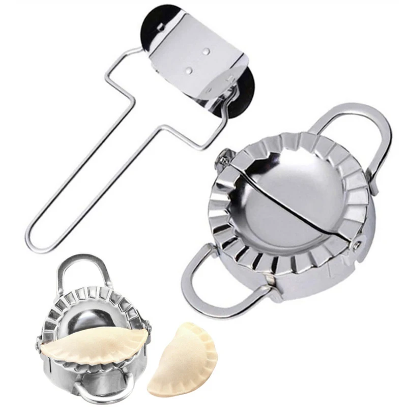 Herramientas para hacer dumplings de acero inoxidable, cortador de piel Manual, envoltorio Jiaozi, juego de moldes circulares, utensilios de cocina ZYF