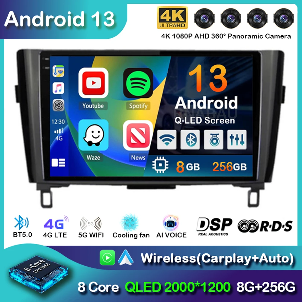 

Android 13 For Nissan X-Trail xtrail X - Trail 3 T32 2013-2022 Qashqai 2 J11 Multimedia Video Player Navigation Stereo GPS 2din