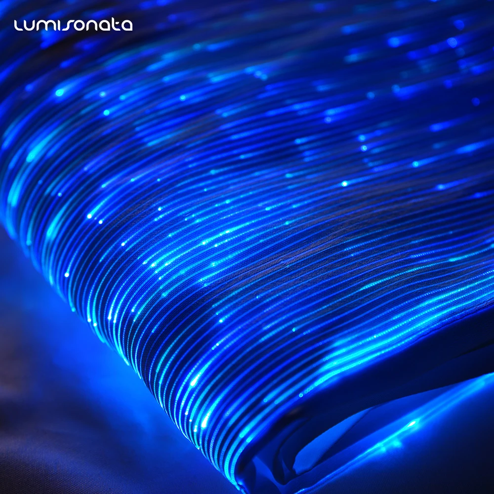 Lumisonata LED-Glasfaserstoff mit 7-farbig wechselbarem, leuchtendem Textil, im Dunkeln leuchtend, glitzernder Designer-Stoff, DIY-Kleid