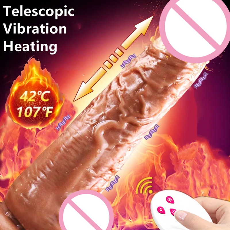 Realistic Telescopic Dildo Vibrator for Female Big Real Penis Remote Control Heating Sex Toys Women Suction Cup Masturbators