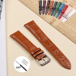 10mm Genuine Leather Calfskin Strap 10/12/13/14/15/16/17/18/19/20/21/22/24mm Universal Watchband Slub Pattern Watch Accessories