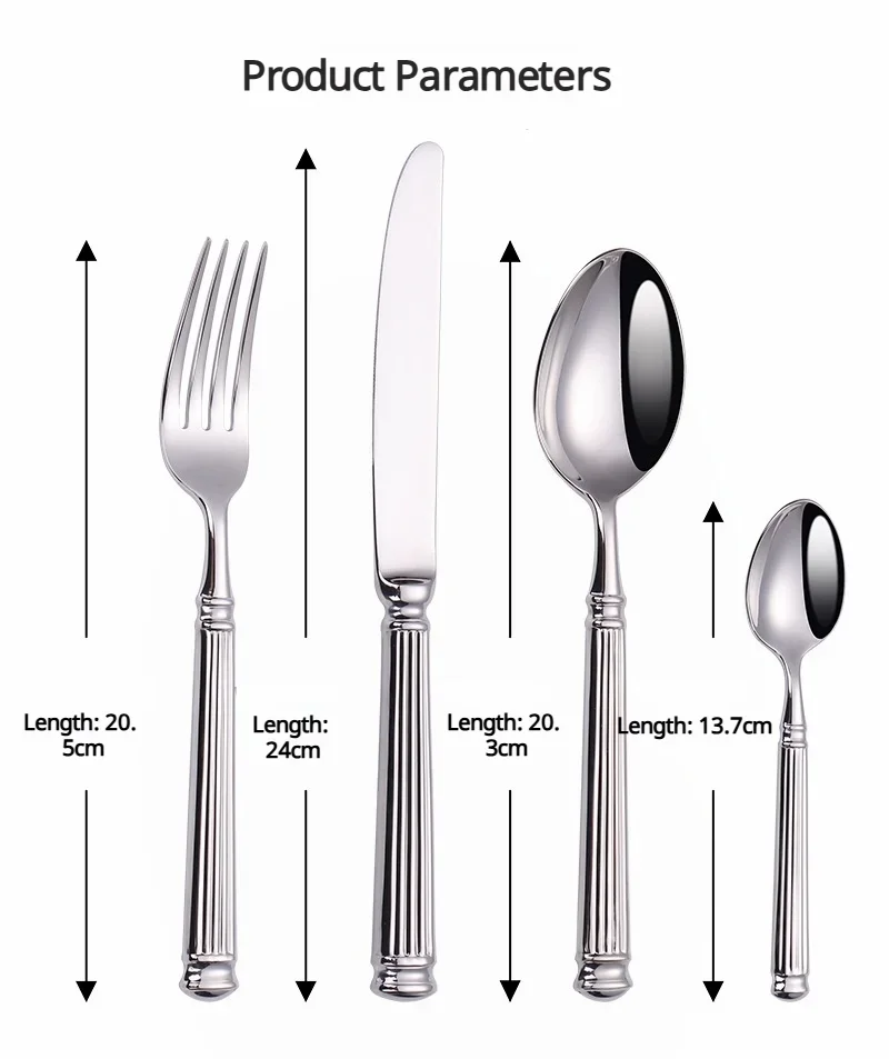 4pcs 18/10 Stainless Steel Luxury Cutlery Set Sliver Dinnerware Tableware Knife Spoon Fork Flatware Kitchen Dishwasher Safe