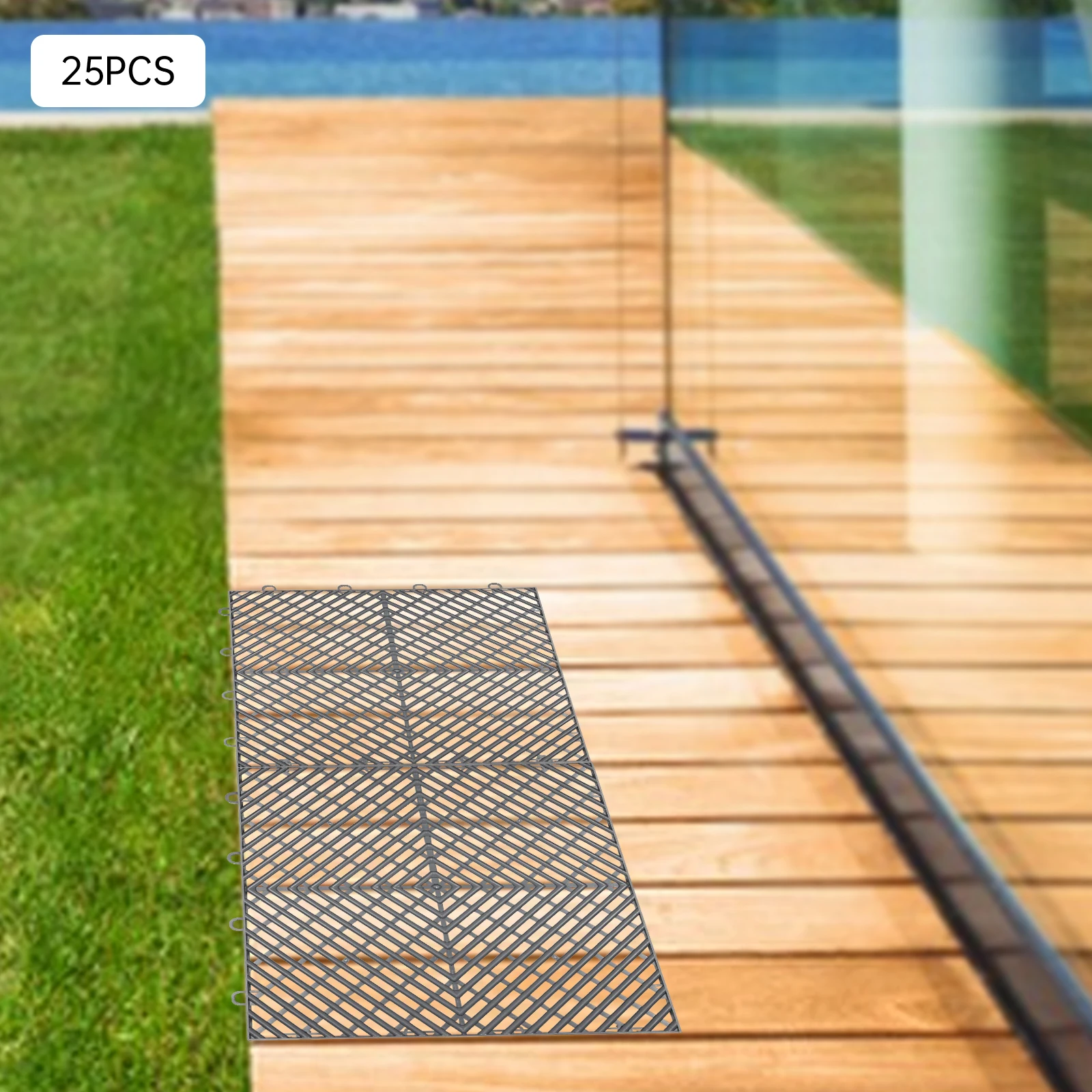 البلاط المتشابك 25 قطعة من الجرافيت، بلاط الصرف، بلاط سطح السفينة، بلاط الأرضيات الخارجية، بلاط متشابك في الهواء الطلق #5