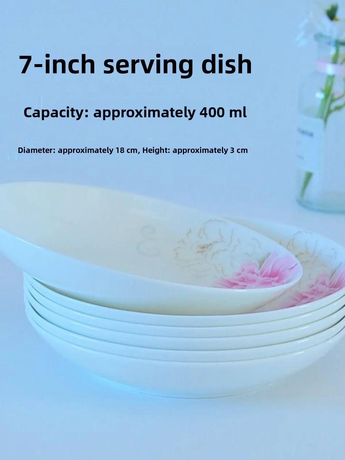 

Deep Dish Ceramic Plate Bone China 7 Inch round Cooking Plate Creative Soup Plate Chinese Style Dinnerware Dishwasher Safe
