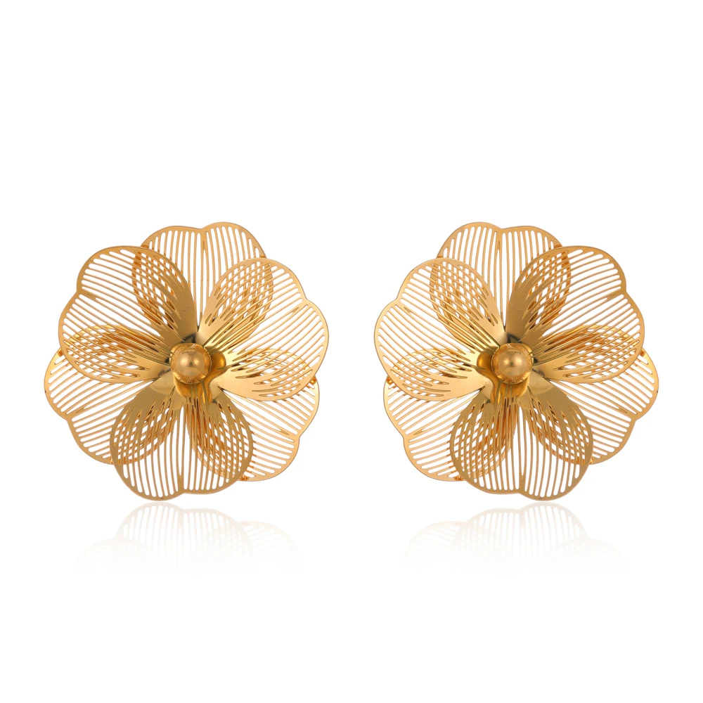 

New fashionable double-layer flower earrings, high-quality stainless steel earrings for women, luxurious and elegant jewelry