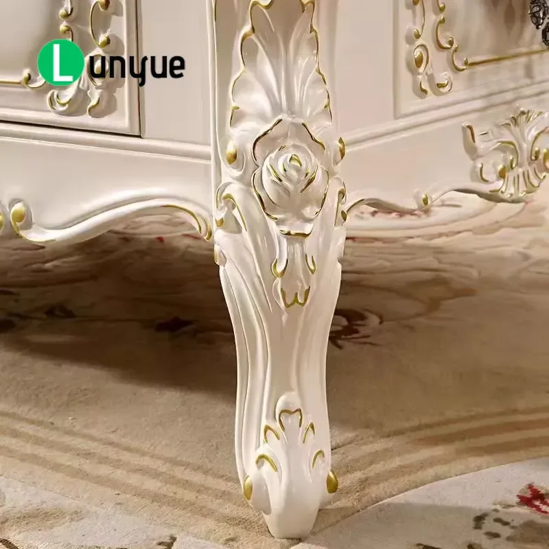 Luxury Modern European Style Solid Wood Frame Coffee Table with Marble Top for Living Room High End Designer Furniture