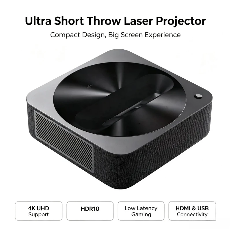 95% New  R1 Ultra-Short Throw Laser Projector 1080P 1200 Lumens DLP Home Theater Beamer