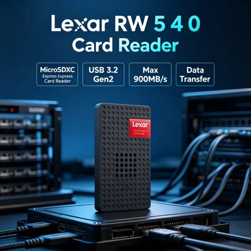 Lexar MicroSDXC Express Card Reader RW540 PLAY PRO MicroSD Card Reader USB 3.2 Type-C Built-in Fan for Video Transfer