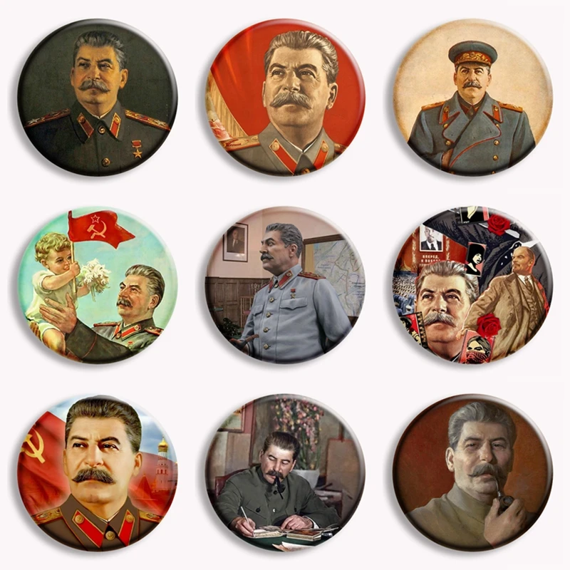 Famous Russian Joseph Stalin Soft Button Pin USSR CCCP Retro Slogan Brooch Badge Bag Accessories Decor Fans Collect Gifts